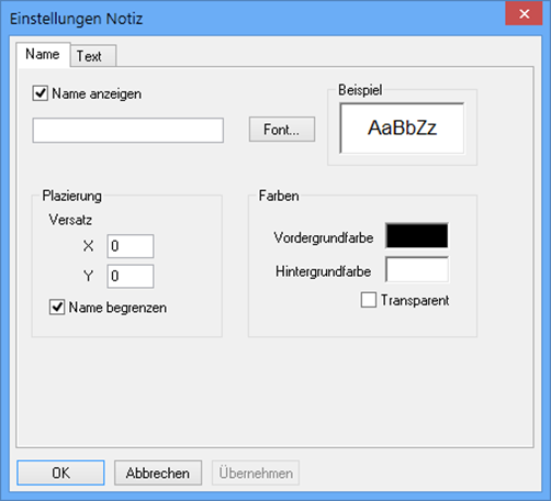 Anmerkungen auf Folien - Kontextmenü Namen